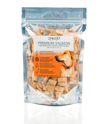 All Natural Freeze Dried Salmon Dog Treats – with Omega 3 and Omega 6 Fish Oil – by IM K9 – 100% Pure Fish with Skin – Gluten Free, Grain Free, No Soy – Made in The USA
