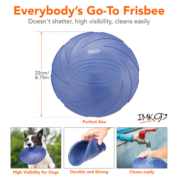 Dog Frisbee Toy - Soft Rubber Disc for Large Dogs - Frizbee for Aggressive Play – Heavy Duty Durable Frisby for Pets – Lightweight, Interactive Flying Toy for Training Fetch, Tug of War, Catch