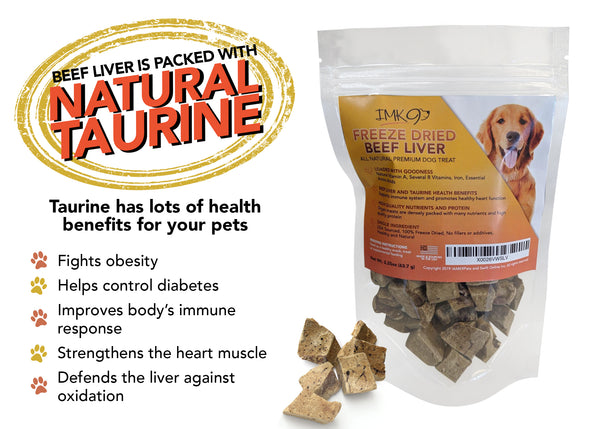 Freeze Dried Liver Treats for Dogs - Natural Taurine Source, 100% Pure, Premium Single Ingredient, Grain Free - Healthy Training Treats for Puppies, No Additives, Preservatives or Gluten - Made in USA