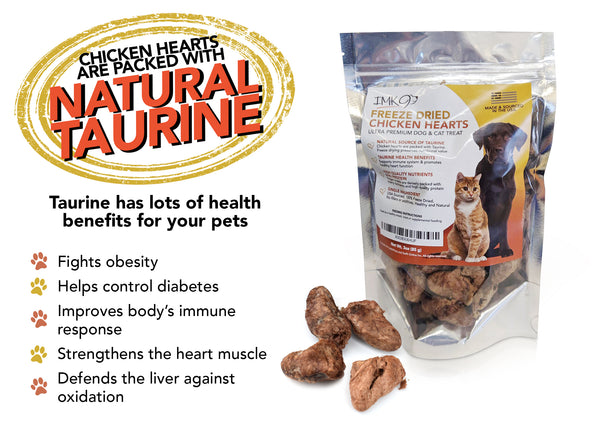 Freeze Dried Chicken Dog Treat – Raw Hearts, Natural Taurine Better Than Liver for Cats, USDA Certified, Single Dehydrated Ingredient for Pets & Puppy Training – No Grain, Gluten - Made in USA