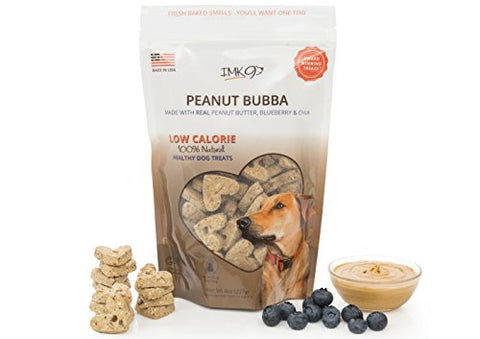 Organic Peanut Butter Dog Training Treats Biscuits - Low Calorie Diet Treat for Puppy or Large Pets - Vegetarian, Baked & Crunchy - All Natural Fiber, No Grain, Gluten - Blueberry Fruit, Made in USA