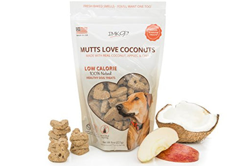 Organic Coconut Dog Training Treats Biscuits - Low Calorie Healthy Diet Treat for Puppy or Large Pets - Vegetarian, Baked & Crunchy - All Natural Fiber, No Grain, Gluten – Apple Fruit, Made in USA